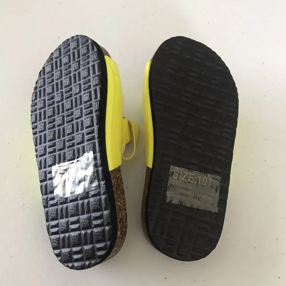 Baby Phat Sandals Girls Size 10T Slip On Slides Yellow Faux Patent Buckles NEW